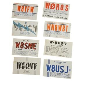 Lot‎ of 8 Vintage 1950s Ohio, Nebraska, Michigan USA Ham Amateur Radio QSL Cards
